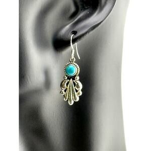 Verley Betone Navajo Sterling Silver Turquoise Dangling Earrings